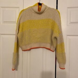 Free People Yellow Fuzzy Knit Sweater